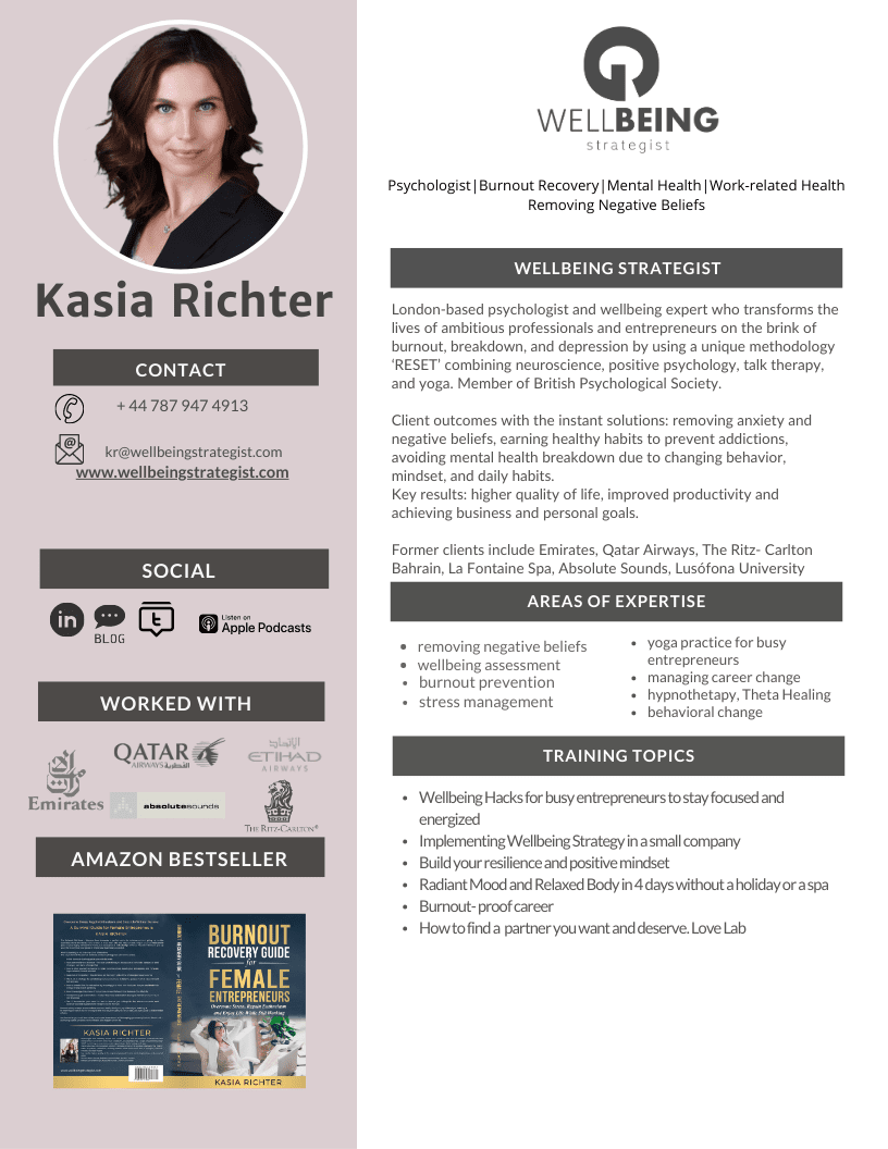 Press Kit - Katarzyna Richter | Wellbeing Strategist